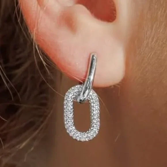 Silver Plated Ball U Shape Earrings
