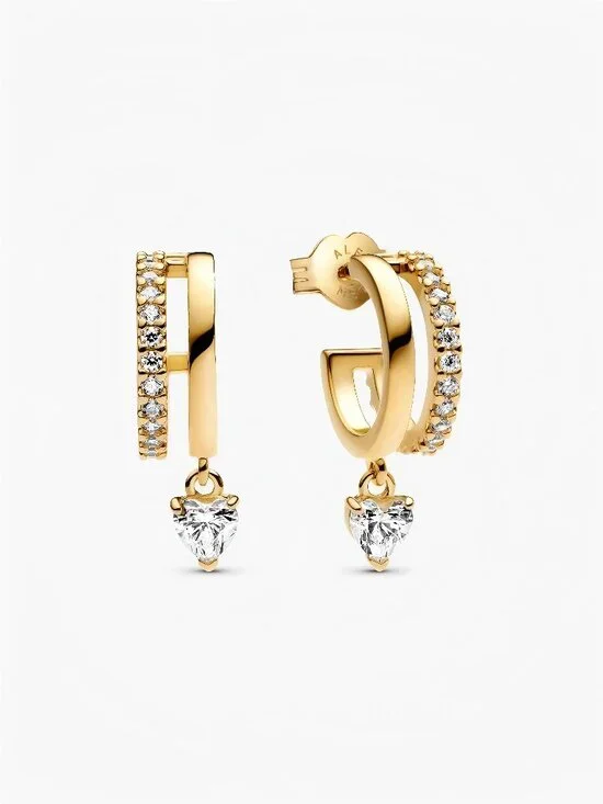 Pandora Dangling Heart Hoop Earrings