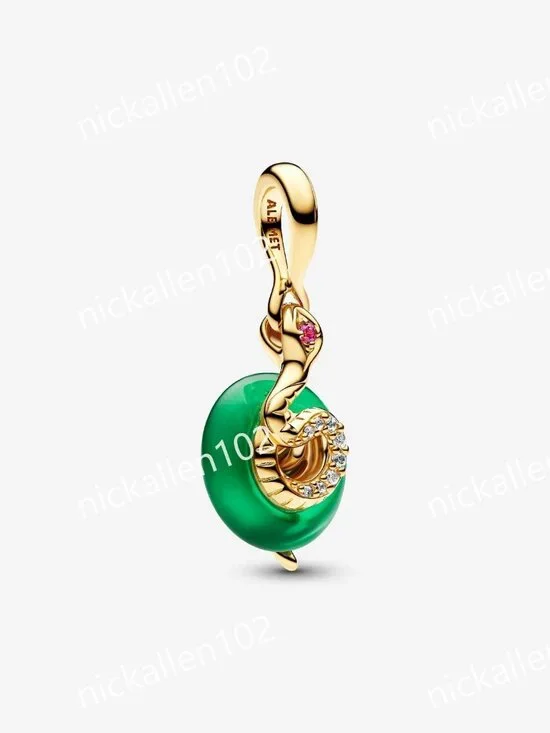 Pandora Snake Green Murano Glass Dangle Charm