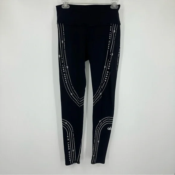 Alo Yoga High Waist Radius Leggings Black White Womens XS | S593