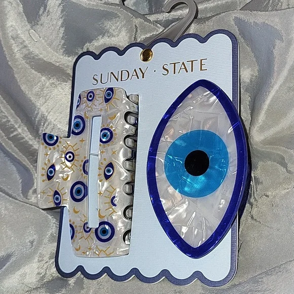 Evil eye hairclips brand new on card