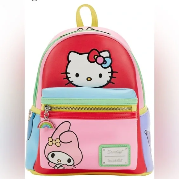 LOUNGEFLY Sanrio Hello Kitty And Friends Color Block Backpack 10 3/16in