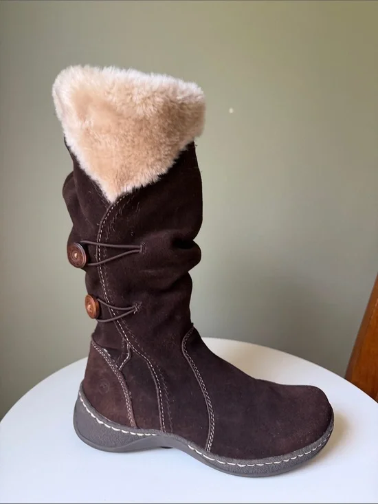 BareTraps Esha Brown Suede Faux Fur Winter Boots Size 7M