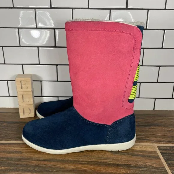 CROCS Adela Foldover Fuzz Women's Size 7 Shoes Multicolor Suede Faux Fur Bootie