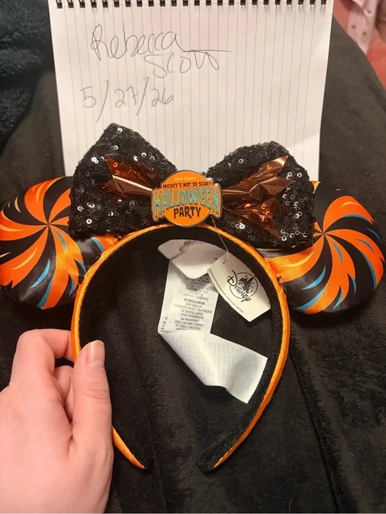 Disney Orange & Black Halloween Party Mickey Ear Headband