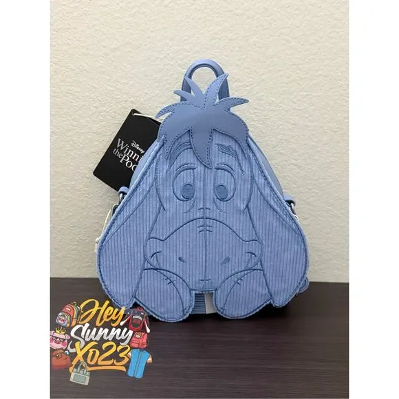 Loungefly Disney Winnie The Pooh Eeyore Tonal Corduroy Convertible Mini Backpack