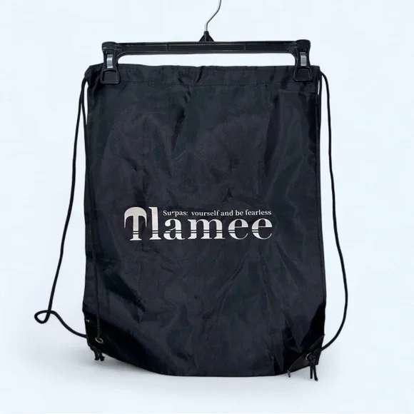 Tlamee Surpass Yourself And Be Fearless Drawstring Backpack in Black/White