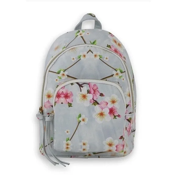 Under One Sky Women Cherry Blossom Blue Mini Backpack Floral Feminine Travel