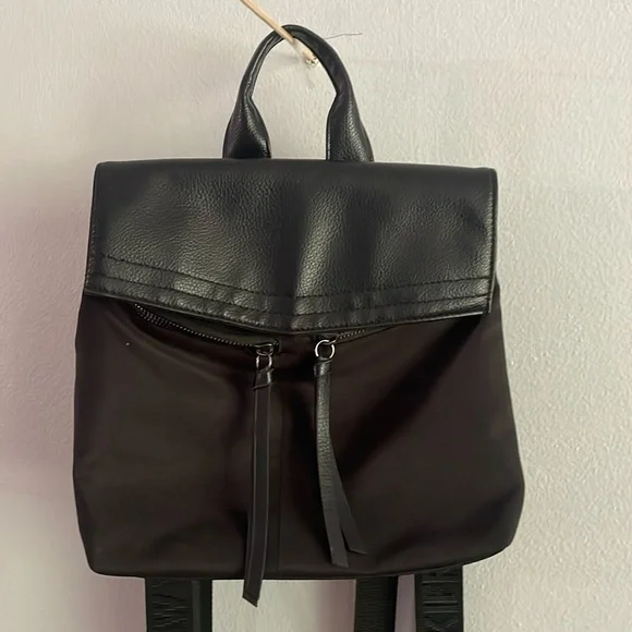 Botkier Mini Nylon and Leather Black Backpack