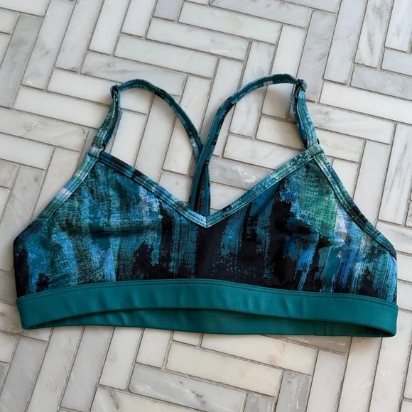 NWOT- alo Teal and Black Women's Sports Bra-