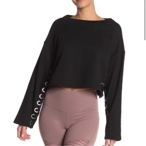 Alo Yoga Suspension Lace-Up Pullover ✧ Black ✧ Size XS