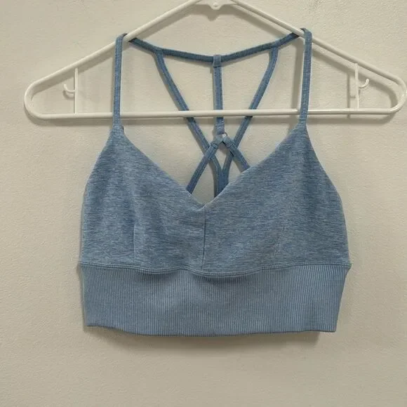 Alo Yoga baby blue cross back sports bra