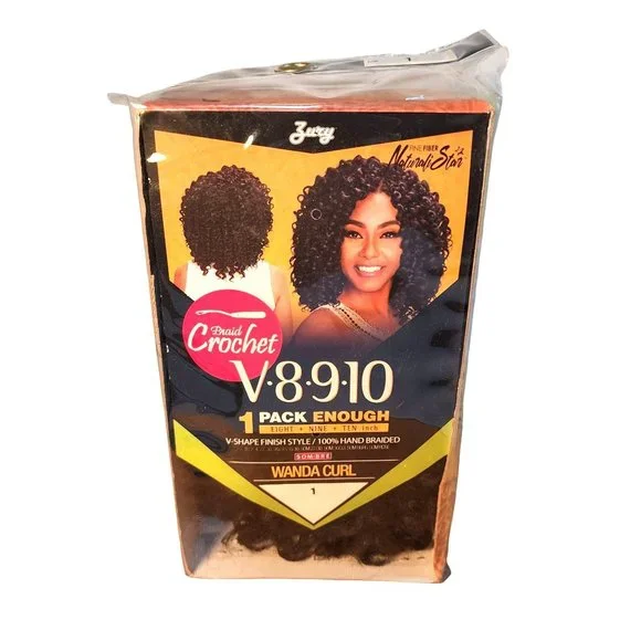 Zury Sis V8910 Crochet Braid Wanda Curl 8-10 Inch Synthetic Hair Black