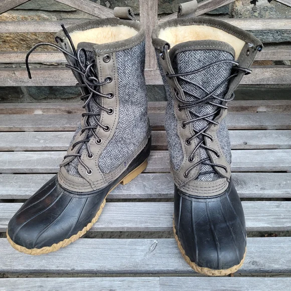 L.L. Bean Shearling Lined Duck Boots Herringbone