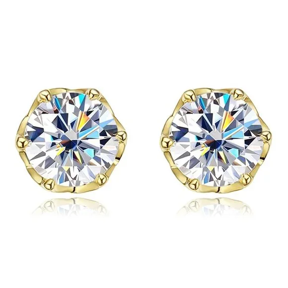 Certified 2ct. t.w. Moissanite Diamond Solitaire Stud Earrings NEW