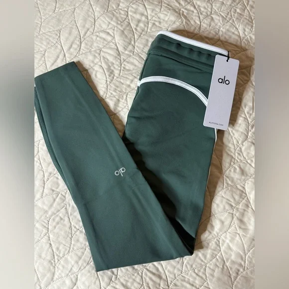Alo Yoga Airbrush High-Waist 7/8 Race Legging Clover Green XS NWT