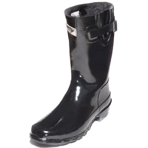 Women's Rubber Rain Boots, Faux Fur Lined Garden Rainboots