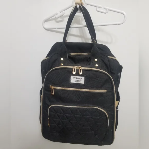 VGUC intricate laptop-friendly backpack w matching lunchbag