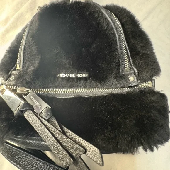 Michael Kors Black Fur Backpack​