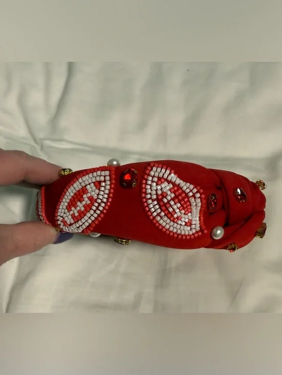 Headband Red Beaded Embellished Footbal 🏈🏈