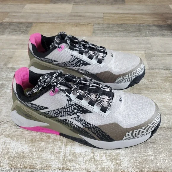 Reebok Nano X1 Adventure Womens Work Shoes Sz 8.5 M Silver Army Green Sneakers