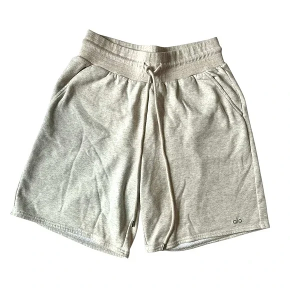 Alo Yoga High-Waist Easy Sweatshort Oatmeal Heather Womens Medium Athleisure Gym