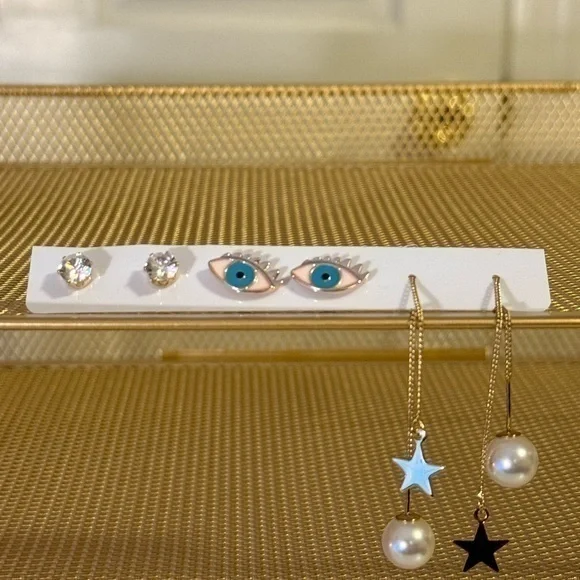 Chic Earring Set with Stars and Evil Eye Set