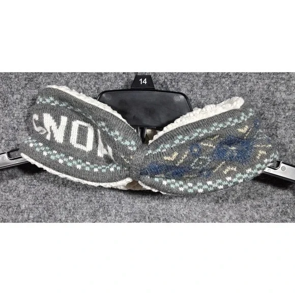 Quagga Gray Let It Snow Knit Headband Sherpa Fleece Lined Ear Warmer One Size
