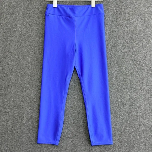 Alo Yoga Women Performace Leggings S Blue Cropped Side Zip Pocket Activewear Gym
