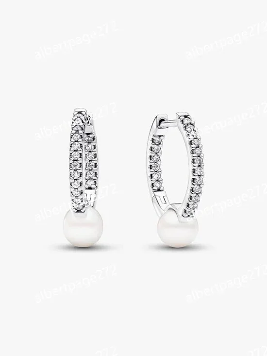 Treated Freshwater Cultured Pearl & Pavé Hoop Earrings