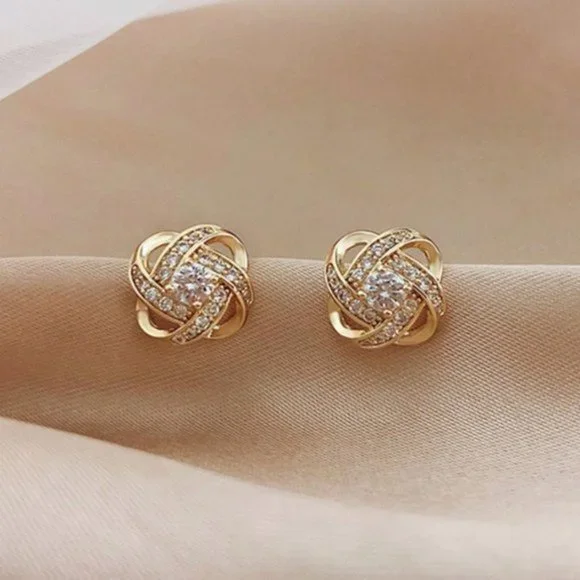 Sparkling Knot Stud Earrings: Elegant Glamour for Any Occasion