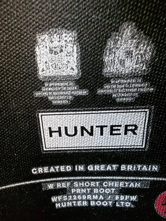 Hunter Original Refined Short Rain Boots Animal Print Black Brown Women's 7