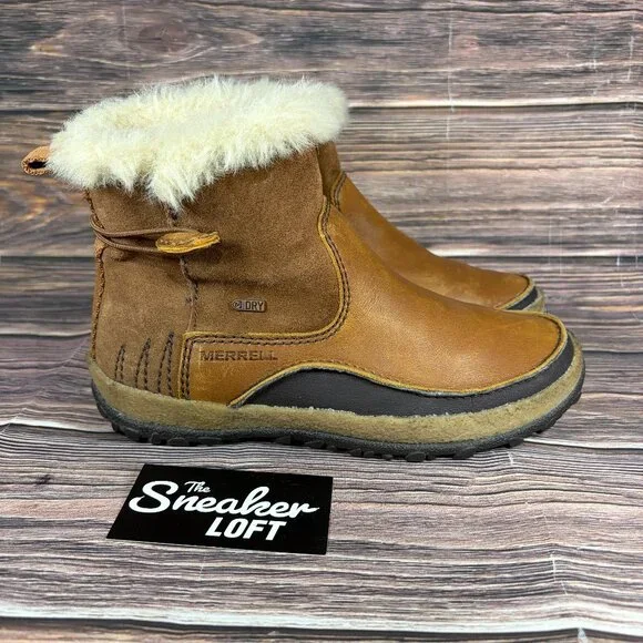 Merrell Women's Tremblant Pull On Polar Waterproof Brown Leather Boots Size 6.5‎