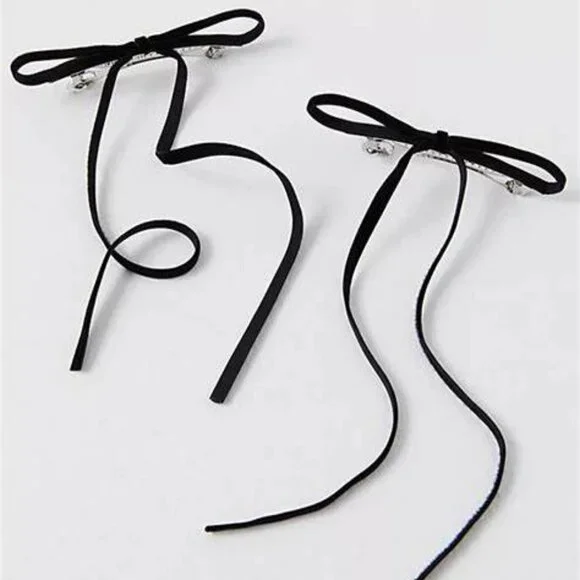 Free People Baby Bows Set Of 2 Black