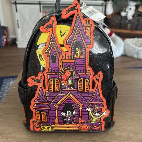 Disney Loungefly Halloween Mickey & Friends‎ Haunted House Mini Backpack NWT
