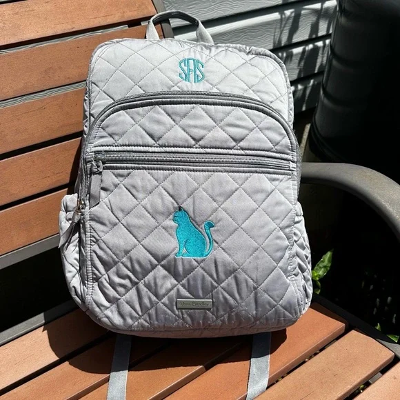 Vera Bradley Tranquil Gray Campus Backpack in Performance Twill