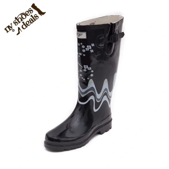 Women Rubber Rain Boots, Sea Fireworks Garden Rainboots, NEW