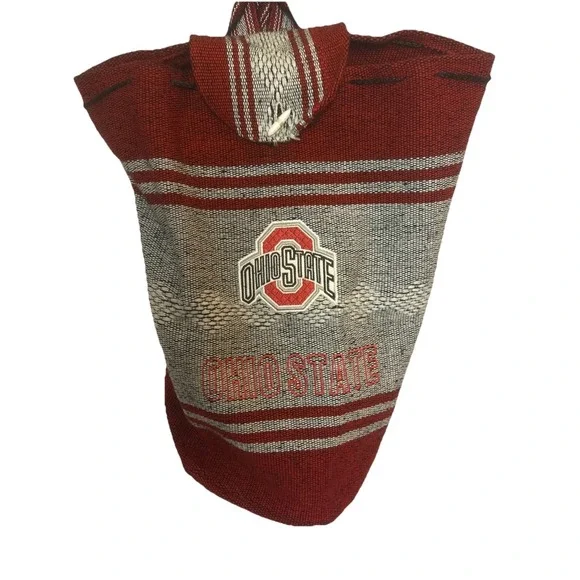 Ohio State Embroidered Buckeyes Drawstring Knit Backpack Boho College Football‎