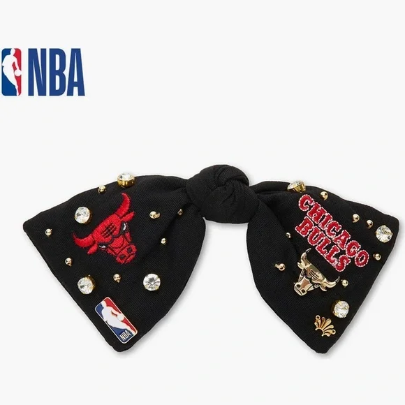 Lele Sadoughi NBA Chicago Bulls Black Hair Bow::NWT:: 🏀⛹️