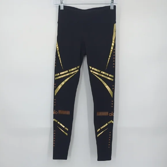 ALO Yoga Airbrush Chakra Leggings XXS in‎ Black & Gold