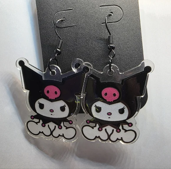 Kuromi Sanrio w/ Pink Skull Earrings Handmade Hypoallergenic BUNDLE &‎ Save
