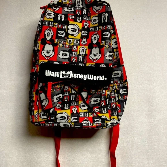 Disney‎ Parks Authentic Walt Disney World Mickey Mouse Back Pack Red blk white