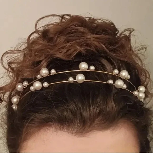 New double row faux pearl Headpiece Wedding ✨💕✨