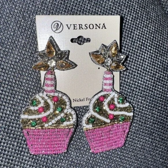 Versona Cupcake Pierced Earrings Beaded