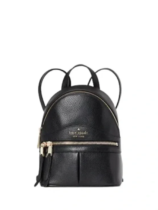 EUC Kate Spade Karina Black Pebbled Leather Mini Backpack with Gold Hardware