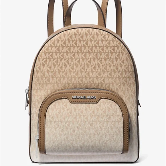 Michael Kors Jaycee Medium Ombré Signature Logo Backpack Husk NWT