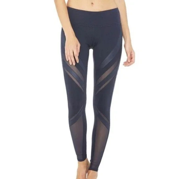ALO Yoga Epic Leggings Mesh Athletic Workout Navy‎ Size XXS