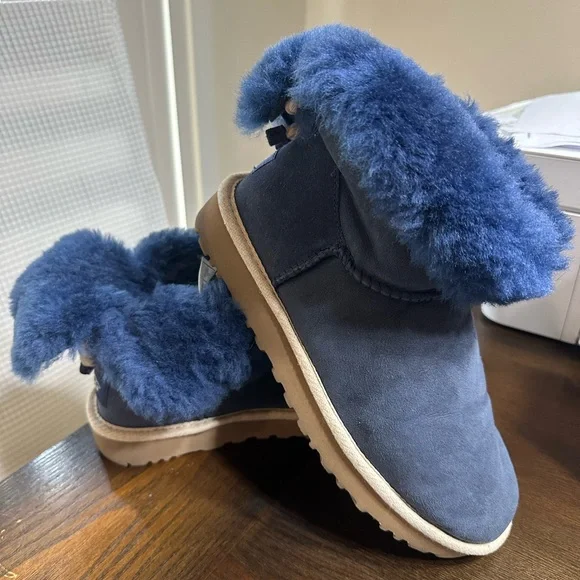 UGG Navy Suede Shearling Boots