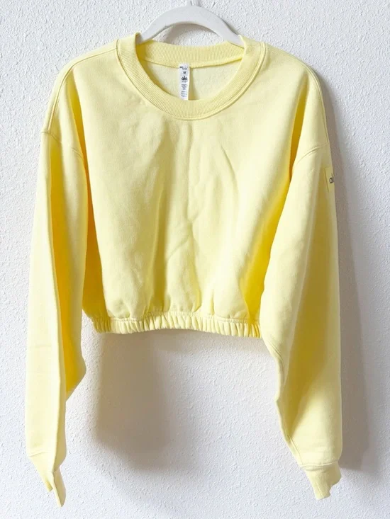 Alo Yoga Devotion Crew Neck Pullover Buttercup Size Medium Athleisure Colorful