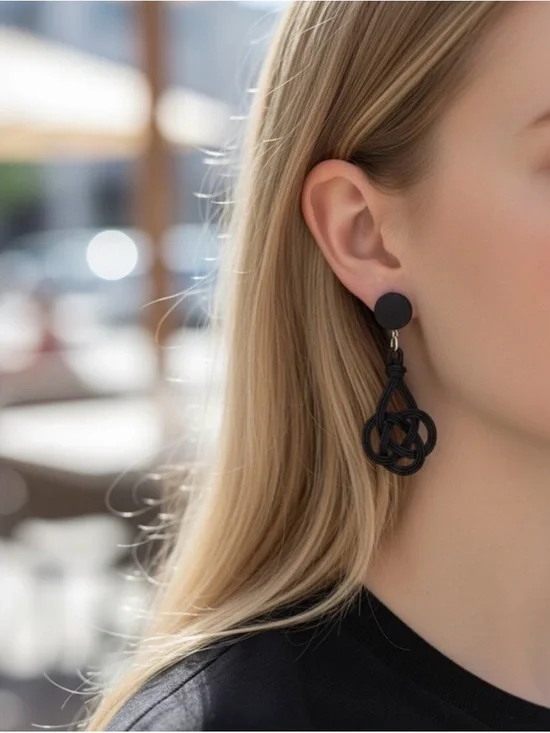 🍀 Black Knot Drop Earrings - Women Jewelry